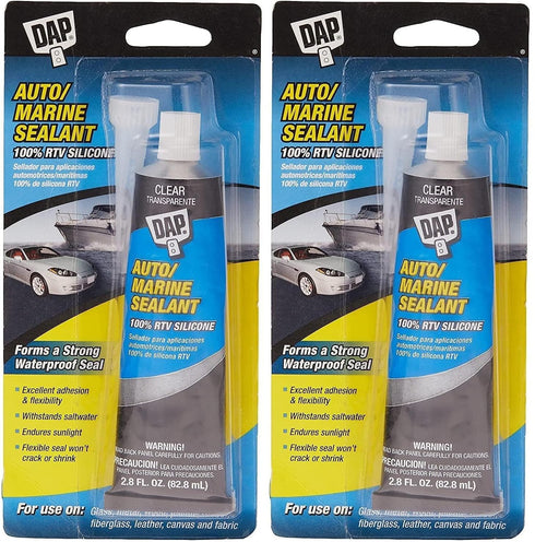 Dap 00694 2.8-Ounce Silicone Rubber Auto/Marine Sealant, Clear- Pack of 2...