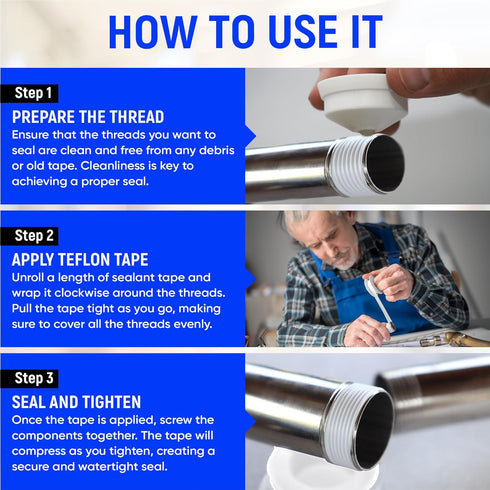 Teflon Professional Grade (High Density) Tape - Teflon Tape Plumbing - 1/2 Inch Wide X 520 Inches Long - Pipe Tape - PTFE Tape - Thread Tape Plumb...