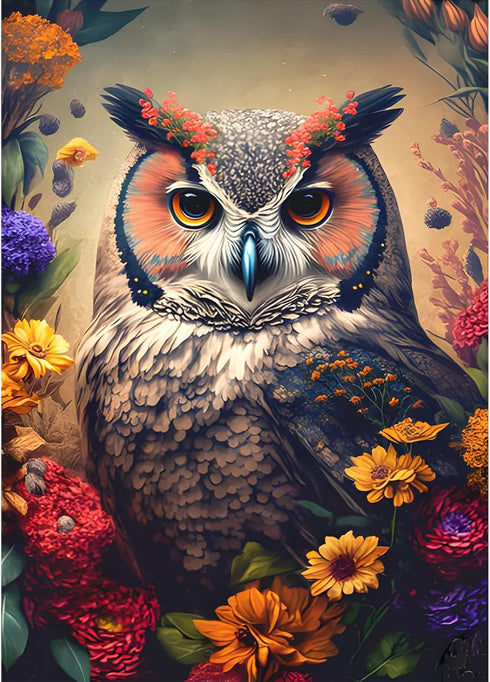 MOGTAA Owl Diamond Art Painting Kits for Adults, Full Drill Flowers Diamond Painting Kits for Beginners, DIY 5D Diamond Dots Kits Animal Gem Craft...