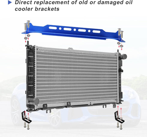 X AUTOHAUX Universal Oil Cooler Mounting Bracket Kit 330mm Aluminum Alloy Engine Oil Cooler Radiator Adapter Kit Oil Cooler Bracket Kit Blue...