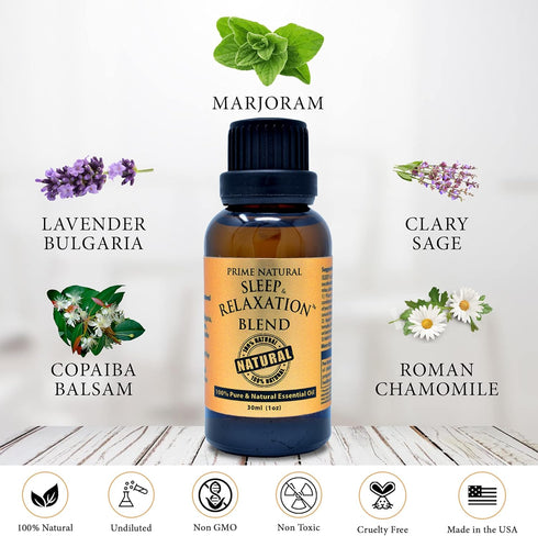 Sleep & Relaxation Essential Oil Blend 30ml/1oz - by Prime Natural - Made in USA - Pure Undiluted Therapeutic Grade - Aromatherapy Scents & Diffus...