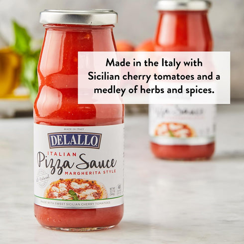 DeLallo Italian Cherry Tomato Pizza Sauce, Margherita Style, 12.7oz Jar, 3-Pack...
