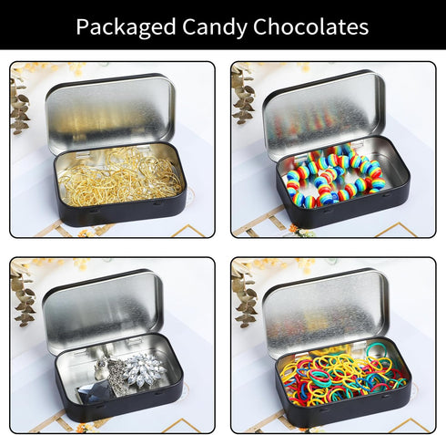 Metal Rectangular Empty Hinged Tins Tin Containers Empty Metal Tins Box Small Empty Tins with Lids Rectangular Hinged Tins Mini Portable Box Conta...