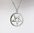 Inverted Pentacle Pentagram Satanic Polished Silver Finish Pendant Necklace...
