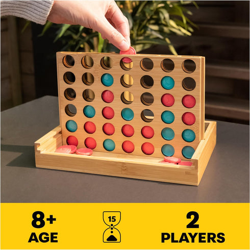Four in a Row Family Board Game with Bamboo and Recycled Plastic Earth Day Eco-Friendly Products, for Adults and Kids Ages 8 and Up...