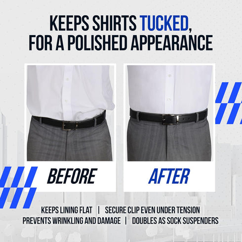 World's Best Men's Shirt Stays for Men Police & Military-(Original Style in Black) 1 Pair of Shirt Keepers/Garter,...