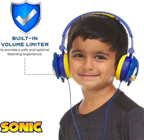 Sonic The Hedgehog Over-Ear Headphones for Kids - Adjustable Headband, Stereo Sound, Tangle-Free Cable, Volume Control, and 3.5mm Jack - Perfect f...