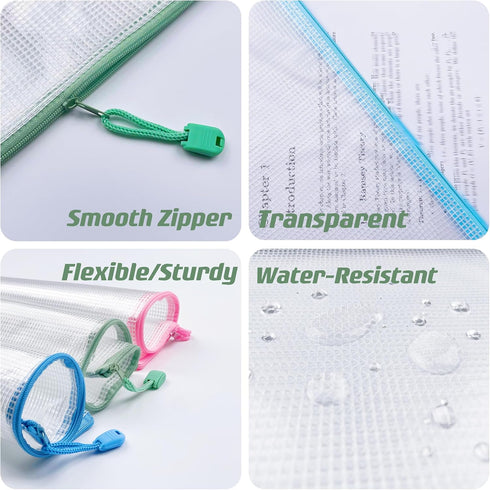 Oaimyy-16Pcs, Mesh Zipper Pouch Document Folders Bag & Plastic Zip File Folders for School Office Supplies, Travel,Puzzles Games Organizing Storag...