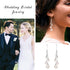 EleQueen Women's Silver-tone Crystal Simulated Pearl 4 Chain Bridal Long Dangle Hook Earrings Ivory Color...