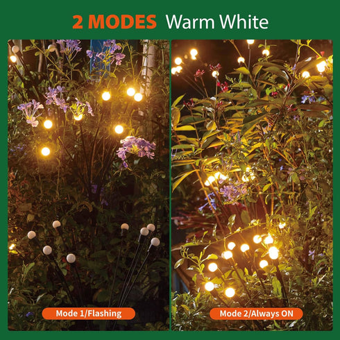 8LED Solar Powered Firefly Lights,Solar Lights Outdoor Waterproof,Starburst Swaying Solar Firefly Lights, Solar Garden Lights for Path Landscape O...