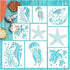 Ocean Stencils for Painting On Wood Turtle Seahorse Starfish Jellyfish Templates for Art Crafts Plastic Reusable Wood Burning Stencils for Wall Ca...