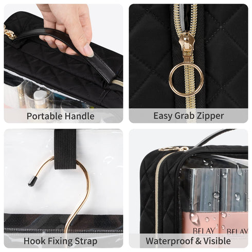 CUBETASTIC Clear Toiletry Bag, Transparent Travel Makeup Bag Small Hanging Travel Bag Portable Cute Cosmetic Organizer Waterproof Make Up Case......
