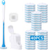 Disposable Toilet Brush with 40PCS Refills, Wall Mounted Compact Bathroom Bowl Wand Cleaning System Long Handle with Storage Caddy...