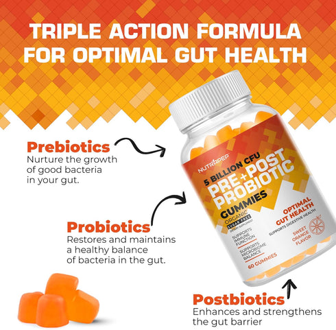Prebiotic Probiotic & Postbiotic Gummies for Women Men & Kids Children - High Potency 5 Billion CFU - Sugar-Free & Gluten Free...