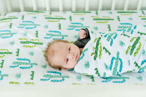100% Cotton Fitted Crib Sheet - Premium Baby Bedding - Soft, Breathable & Durable - Cactus Print...