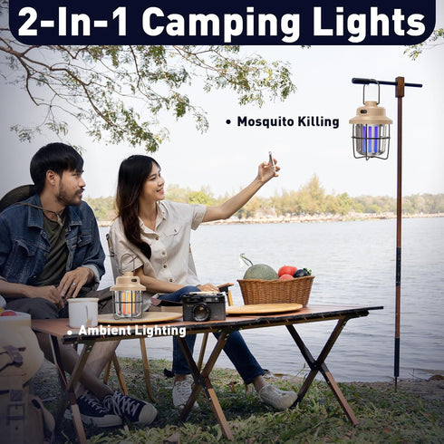 Bug Zapper Outdoor Camping Lamp Mosquito Repellent, Versatile Portable & Rechargeable Flying Insect Killer Lantern, Outdoor Mosquito Zapper for RV...