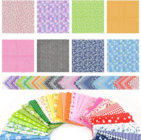 56Pcs 10"x10" Quilting Cotton Fabric Squares Sheets Pre-Cut Multi-Color No Repeat Design Printed Floral Craft Fabric for DIY Sewing Scrapbooking Q...