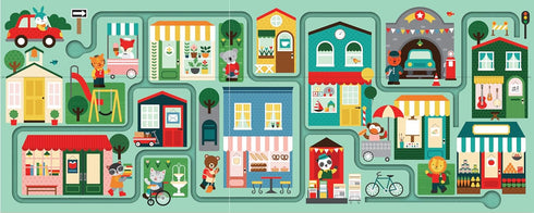 Petit Collage Follow + Spot Puzzle, Around Town, 10-Pieces – Large Puzzle for Kids, Completed Educational Puzzle Measures 21”x 8.5” – Makes a Grea...