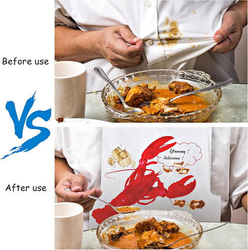 50pcs Crab Lobster Bibs and 50 Pairs of Plastic Disposable Gloves Disposable Adult Crab Feast Bibs for Seafood(Lobster Style)...