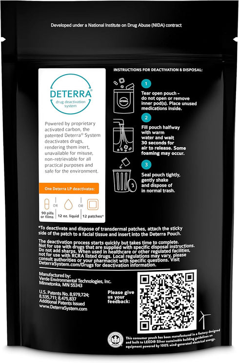 Deterra-LP - Drug Deactivation and Medication Disposal System - Safe Medication, Pill, and Liquid Destroyer - Plant-Based Large Stand-Up Pouch (3-...