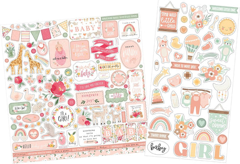 Baby Girl Stickers for Scrapbooking - Decorative Baby Stickers for Scrapbooking, DIY Crafts, Photo Album, Journal - Baby Girl Scrapbook Stickers w...