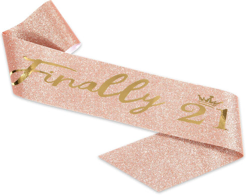 Finally 21 Sash and Crown Set for Girls - 21st Birthday Party Favor Supplies...