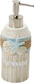 Zenna Home Seaside Serenity Bathroom Soap Dispenser with Carved Resin Design, Lotion Dispenser with Pump for Bathroom Decor with Hand-Painted Shel...