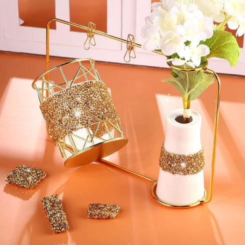 Rhinestones Sticker Sheet Crystal Self-Adhesive Bling Resin Glitter Rhinestone Sticker Sheet for Crafts Shoes Clothes (Gold,13.78 x 11.02 Inch)...