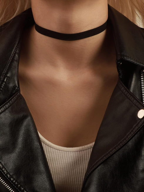 Sacina Goth Hippie Black Leather Choker, Dainty Choker Necklace For Women, Halloween Christmas New Year Jewelry Gift For Women...