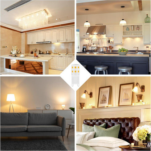G9 LED Bulbs 2W,2Watt Light Bulb 25W Halogen Equivalent 250LM,120V Mini T4 G9 Base 3000K Warm White,No Flicker, for Bathroom, Vanity, Ceiling Lamp...