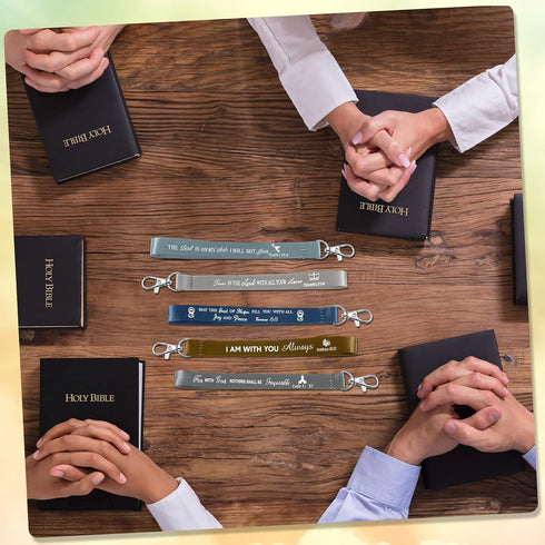 45 Pieces Christian Keychains Bulk Inspirational Bible Verse Key Chains Polyester Scripture Keyrings Religious Party Gifts (Dark, Classic)...