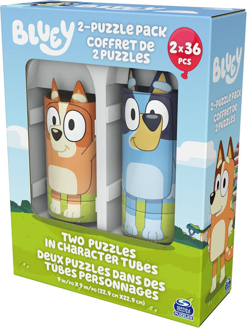 Bluey 36-Piece Jigsaw Puzzles Two Pack Bundle with Easy Tube Storage, Bluey Birthday Party Supplies, Bluey Party Favors, Bluey Toys for Kids 3+...