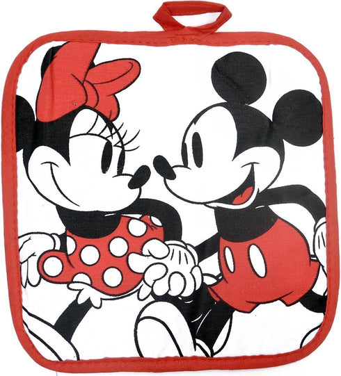 Disney Oven Mitt Pot Holder & Dish Towel 3 pc Kitchen Set (Mickey Minnie Red)...