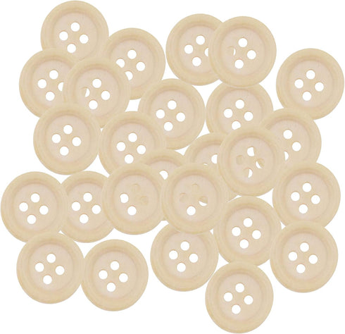 Wooden Buttons - Round Wood Buttons for Crafts Sewing Sweater by Mandala Crafts, Natural Color Bulk 100 PCs 20mm 3/4 Inch Button with 4 Holes...