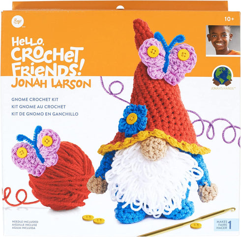 Boye Jonah's Hands Gnome Beginners Crochet Kit for Kids and Adults, Multicolor 12 Piece, Small...