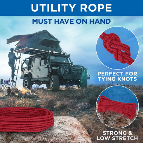 TECEUM Cotton Rope 3/16” (5 mm) – 50 FT – Strong All-Purpose Braided Rope – Natural Cotton – for Crafting, ?amping, Clothes Line, DIY, Indoor & Ou...