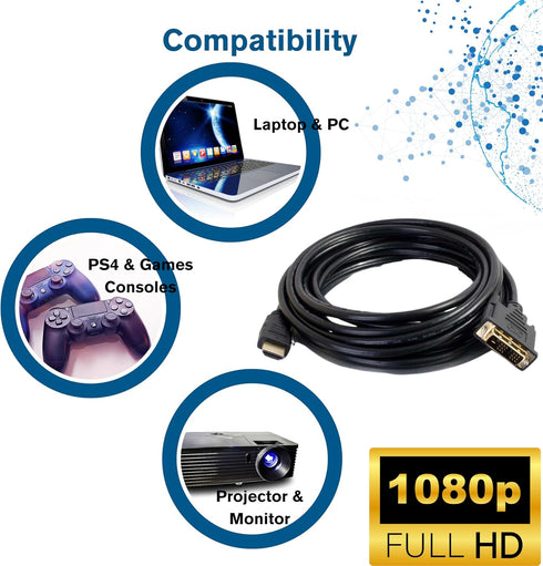 Legrand - C2G DVI to HDMI Cable, DVI-D Male to HDMI Male, Black HDMI Adapter Cable, 2 Meter (6.56 Feet) Bi-Directional Adapter Cable, 1 Count, C2G...