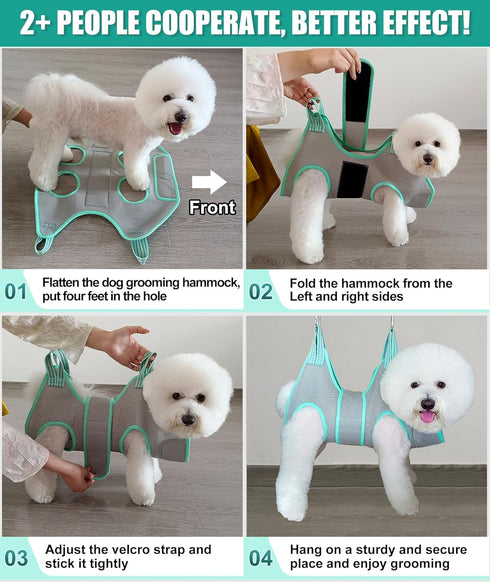 Dog Grooming Hammock Harness, XS Dog Hanger for Nail Trimming, Grey Dog Sling Nail Trimming,Dog Holder Grooming Restraint Thick Neck Support...