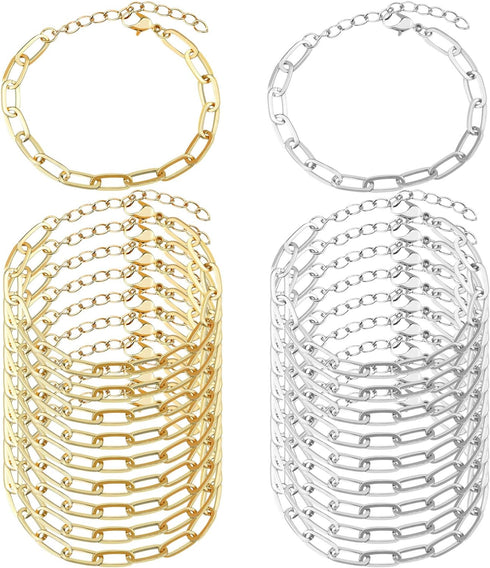 20pcs Chain Bracelets Kit Alloy Link with Lobster Clasps for Christmas DIY Women Jewelry Findings Bracelet Making (Gold & Silver)...