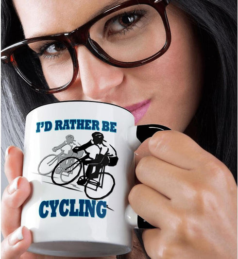3dRose mug_218217_4 "Id Rather Be Cycling Funny Quotes Popular Saying" Ceramic Mug, Black, 11 oz...