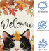 Welcome Fall Garden Flag 12 x 18 Inch Vertical Double Sided Burlap, Autunm Cute Cat Garden Yard Flags for Yard Thanksgiving Holiday Outside Outdoo...