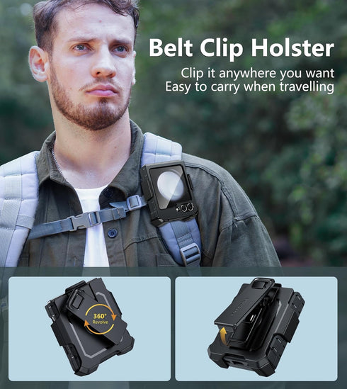 FNTCASE for Samsung Galaxy Z-Flip5 Case: Military Grade Drop Protection Shockproof Cell Phone Cover with Belt Clip Holster & Kickstand | Protectiv...