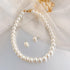 Pearl strands Necklace and Earring Set Faux Pearl Choker Necklaces for Women Girls Pearl Stud Earrings for Bride Wedding Accessories...