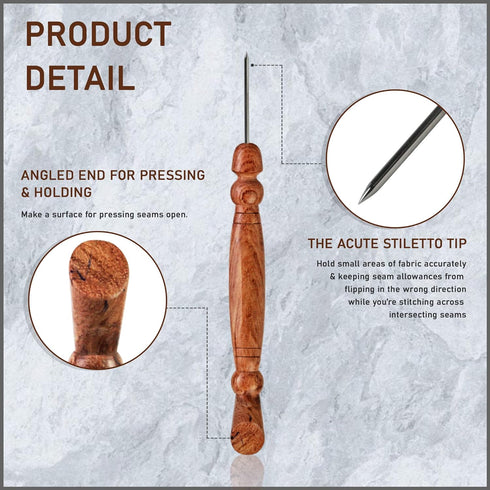 Savina Stiletto & Pressing Tool - Essential Quilting/Sewing Tool Stiletto, Presser - Precision placement tool for Getting Seams to Lay Correctly (...