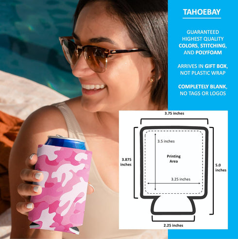 TahoeBay 12 Blank Beer Can Coolers, Plain Bulk Collapsible Soda Cover Coolies, DIY Personalized Sublimation Sleeves for Weddings, Bachelorette Par...