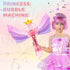 Bubble Wands for Kids Girls - Rechargeable Princess Light Up & Music Bubble Machine with 2 Bubble Solutions, Outdoor Party Birthday Toys for Toddl...