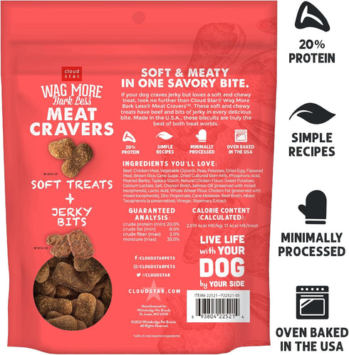 Cloud Star Wag More Bark Less Meat Cravers Soft Chews Dog Treats, Beef 5 oz. Bag...