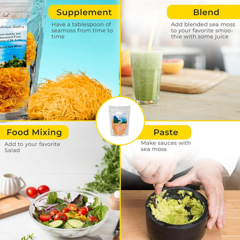 Certified Wild Harvested Gold Irish raw Sea Moss from St.Lucia,Makes 165 oz gel, Dr.Sebi Grade,Wild Harvested Powerful Antioxidants,Vitamins,Miner...