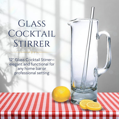 Badash Glass Cocktail Stirrer - 12" Long Mouth-Blown Lead-Free Glass Stir Rod - Bar Cocktail Shaker Spoon - Cocktail Stirrer for Drinks...