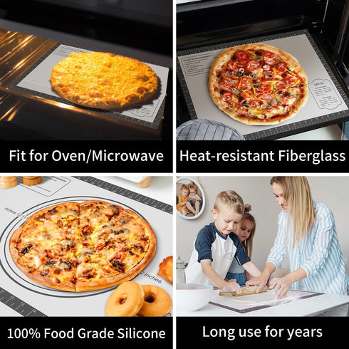 Silicone Baking Mat Non Stick Pastrty Mat for Dough Rolling Mat for Making Cookies, Macarons,Bread,Cake and Candy Reusable Kitchen Counter Mat Fon...